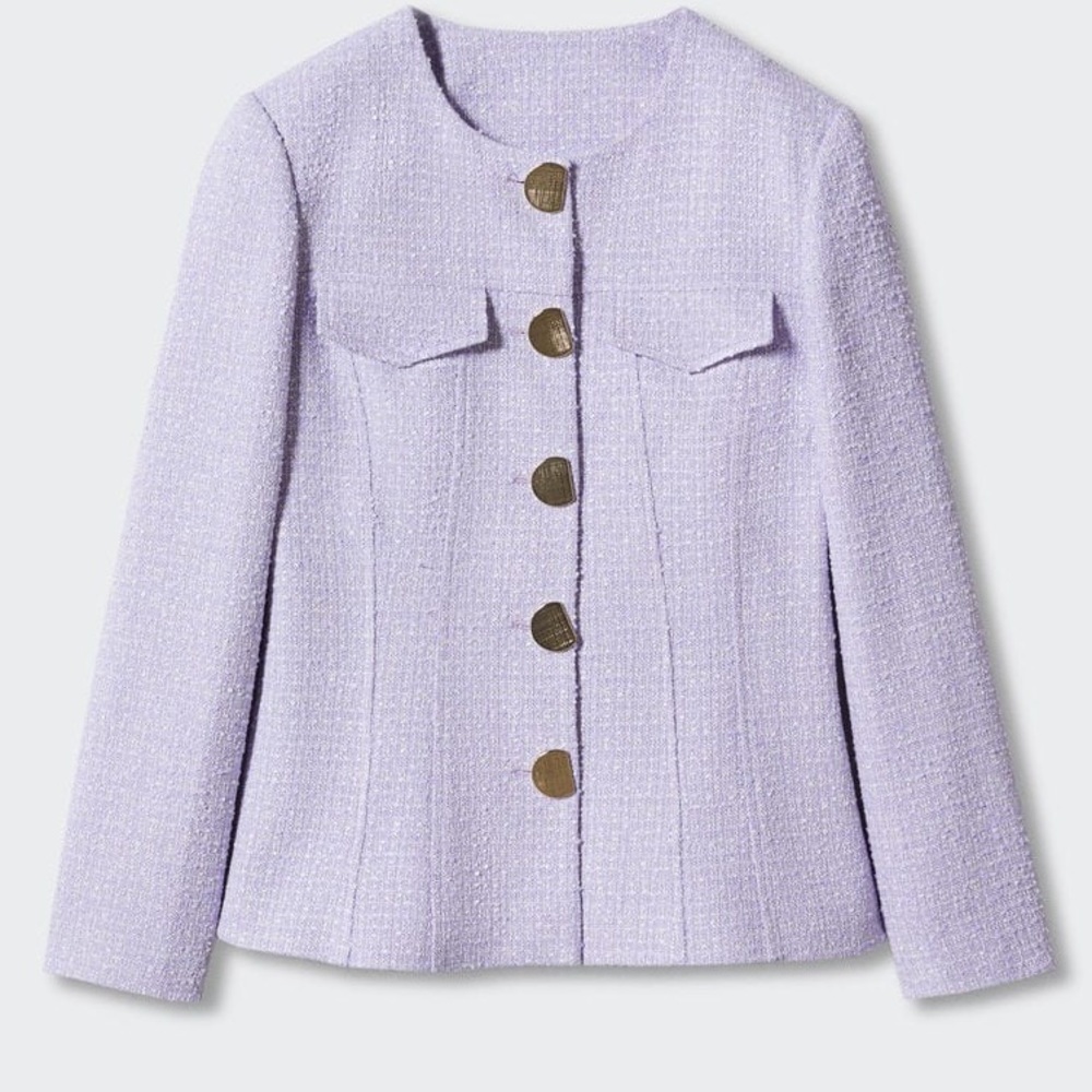 MANGO Tweed Blazer with Metal Buttons PERFECT for Spring 🌸